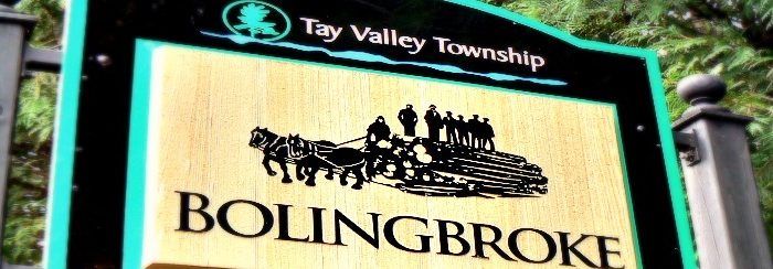 The Bolingbroke sign at the corner of Crow Lake and Bolingbroke Roads.